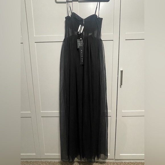 Black Bodysuit Dress, Sheer Overlay - Picture 2 of 2